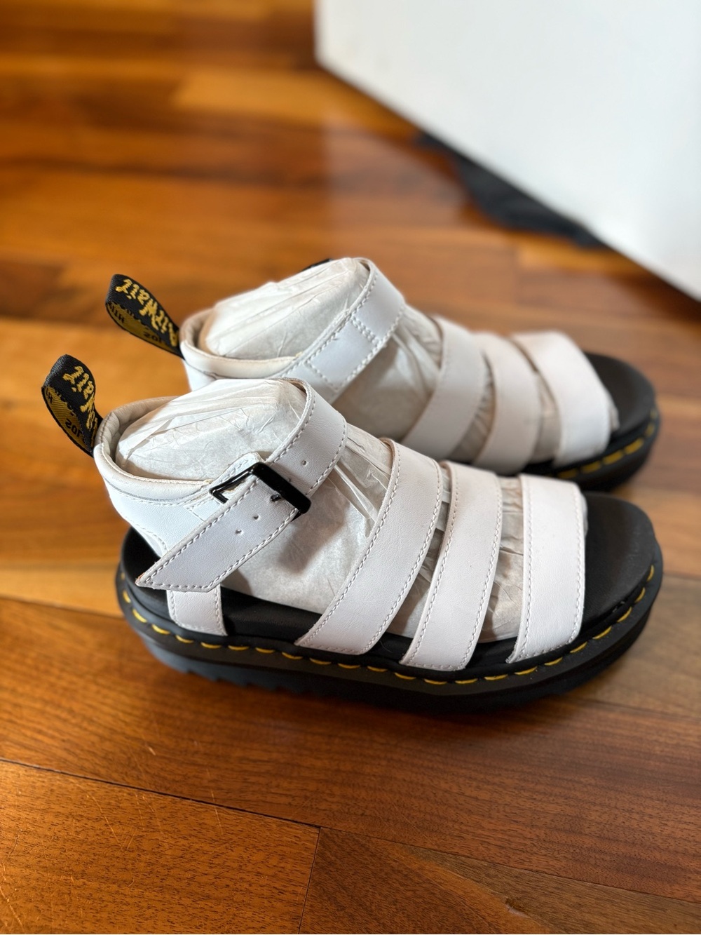 Dr. Marten’s White Leather Platform Sandals